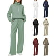 thumbnail image 4 of Women 2 Piece Outfits Fall Fashion Comfort Wide Leg Pants Lounge Set Leisure Travel Vacation Clothes Sweatsuits, 4 of 7