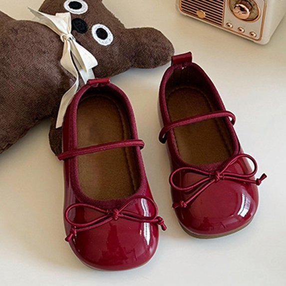 WEIGFI Children'S Sandals Closed Toe Solid Color Princess Flat Soft Sole Casual Everyday Wear Comfort Lightweight Breathable Adjustable Strap Funny Holiday Shoes,Red,3-3.5 Years