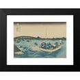 thumbnail image 2 of Katsushika Hokusai 14x11 Black Modern Framed Museum Art Print Titled - Viewing Sunset Over Ryogoku Bridge from the Ommaya Embankment (Edo), 2 of 5