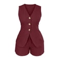 thumbnail image 6 of Qingpeng Womens Two Piece Sets Sleeveless V Neck Button Down Tank Tops and Shorts Business Casual Office Work Fashion Outfits, 6 of 6
