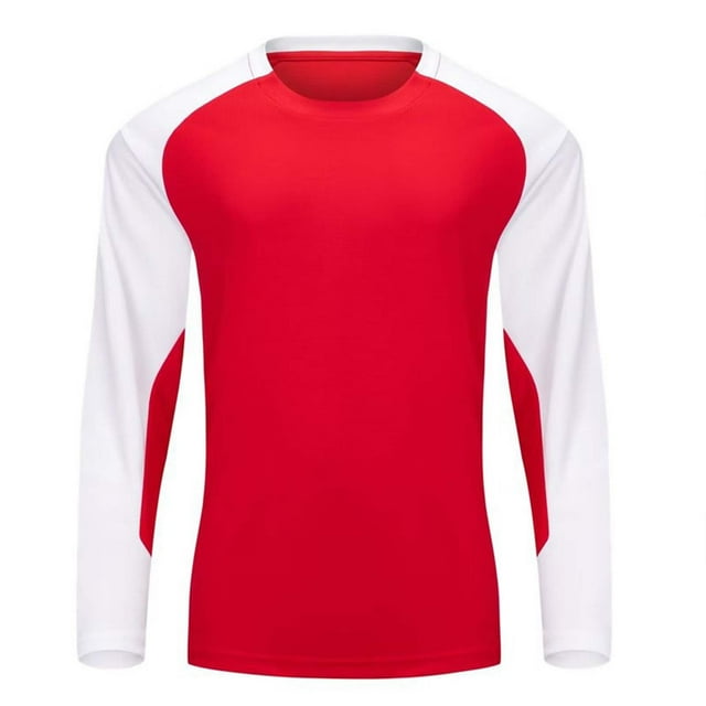 Timegard Athletic Tops for Men Plus Size Crewneck Long Sleeve Color Block Workout Running Tee Shirts