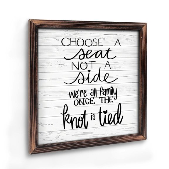 Vintage Wooden Art Decoration , “ Choose A Seat Not A Side ” - 8 * 8 Inch Wall Decoration for Home, Living Room, Bathroom, Bedroom, Garden, Dining, Bar, Cafe, Festival Party Decor