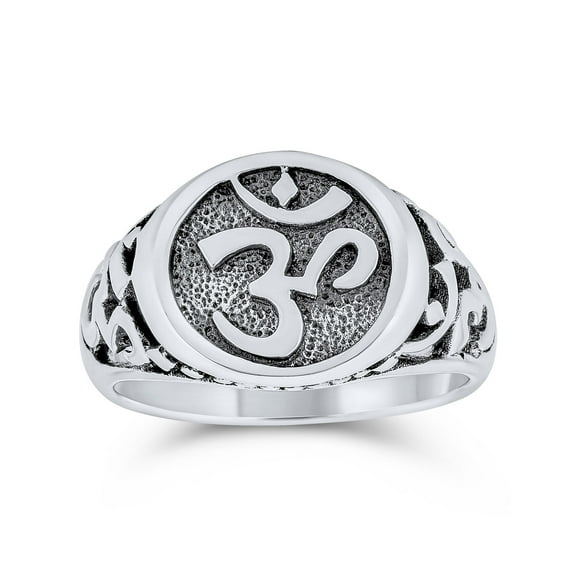 Bling Jewelry Womens Religious Yogi Aum Om Signet Silver Ring Men Sterling Silver
