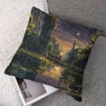 thumbnail image 7 of nygtbtfer  Landscape Decorative Throw Pillow Case Pack of 2, Idyllic Scenery at Night with a Stone Fireflies and Forest Trees Swamp Print, Cushion Cover for Couch Living Room Car,  Multicolor White, 7 of 7