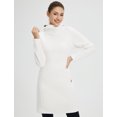thumbnail image 6 of BALEAF Women's Fleece Sweatshirt Dress Thermal Long Winter Fall Tunic Dresses Outfits with Pocket Hooded Pullover Star White M, 6 of 7