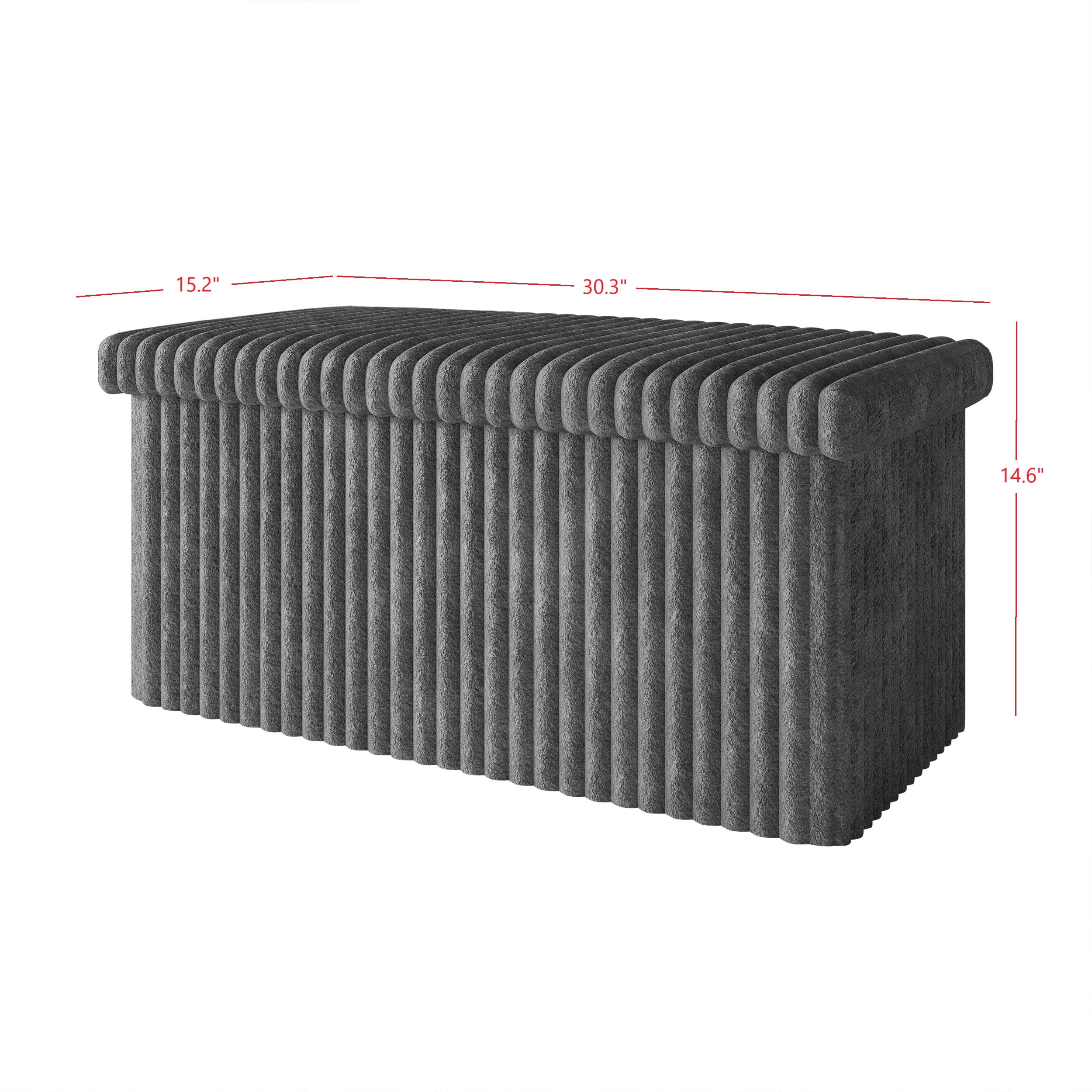Home Design Florence Upholstered Folding Storage Bench with Foam Filled Seat, Multi-Purpose Rectangular Design for Seating, Footrest, or Hidden Storage in Living Room or Office, Gray