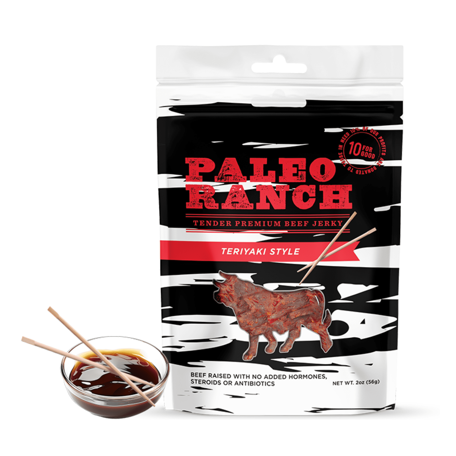 Paleo Ranch Teriyaki Beef Jerky Pouch, 2 oz (Pack of 6)