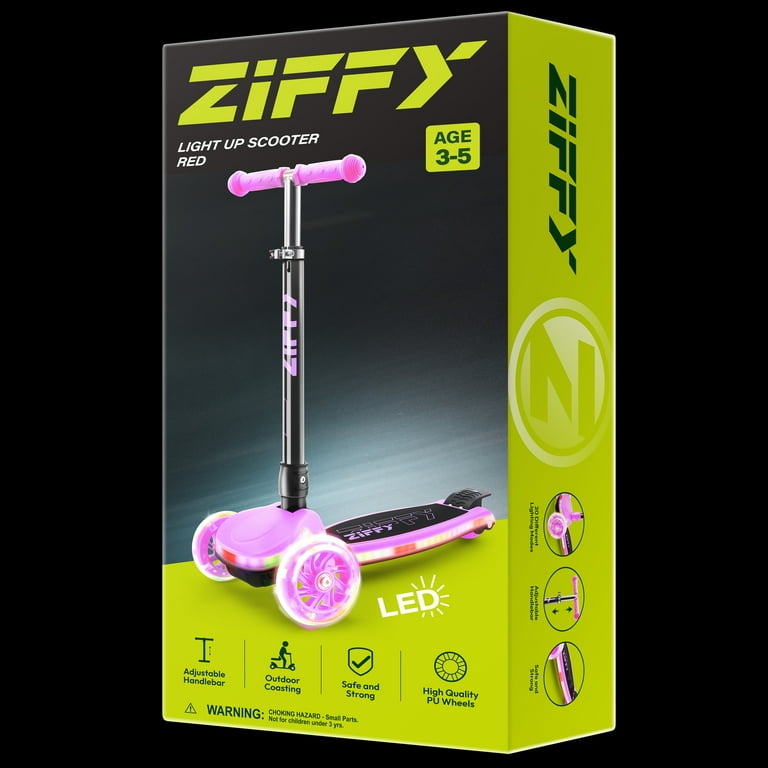 NH☆３kids ZIFFY 3-Wheel Light-Up Kids Scooter, 4 Adjustable Height