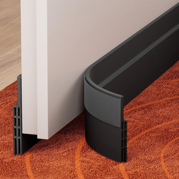 Under Door Draft Stopper, Home Improvement, Weather Stripping Door Seal, Bottom of Door Sweep, Garage Window Blocker Noise Dust Insulation Draft Guard , 39" L, Black