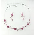 thumbnail image 2 of Faship Gorgeous Pink Rhinestone Crystal Floral Necklace Earrings Set, 2 of 5