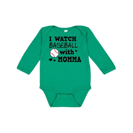 

Inktastic I Watch Baseball with My Momma Gift Baby Boy or Baby Girl Long Sleeve Bodysuit