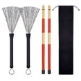 thumbnail image 1 of 1 Par Drum Sticks Cepillos Set con Bolsa de Almacenamiento para Regalo de Amante Sunnimix Drum Sticks Drumsticks Set, 1 of 8