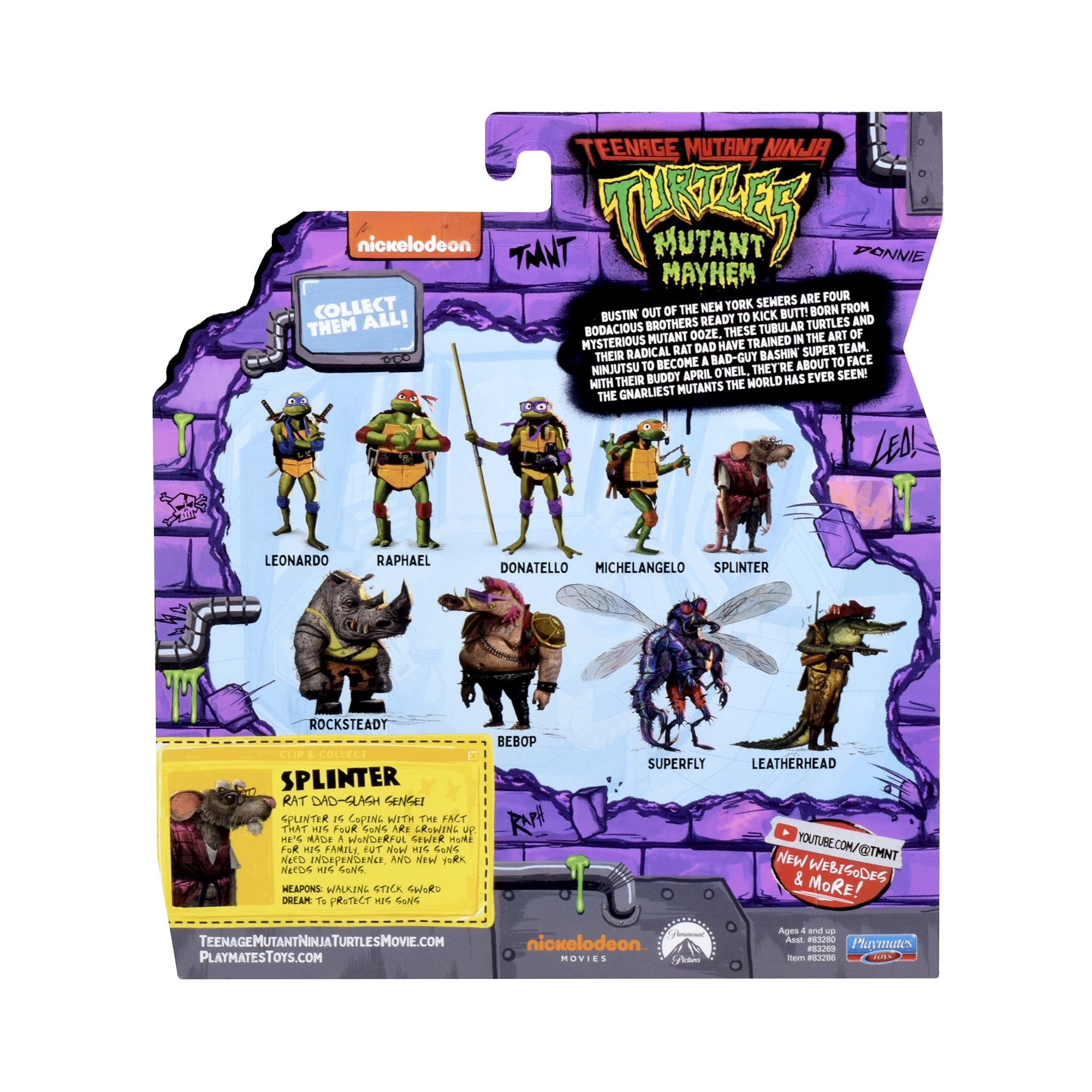  Teenage Mutant Ninja Turtles: Mutant Mayhem 4” Splinter Basic  Action Figure by Playmates Toys : Toys & Games