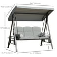 thumbnail image 3 of Outsunny 3 Seater Porch Swing  Swing Chair w/ Tilt Canopy, Light Grey, 3 of 10