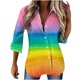 thumbnail image 1 of Moda mujer sexy manga larga con cuello en v pulóver estampado casual blusa tops Fridja fjkfkj3773, 1 of 5