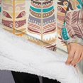 thumbnail image 3 of Oversized Wearable Blanket Hoodie,Ethnic - Style Colorful Feather Pattern Sherpa Blanket Hoodie with Super Pockets,Super Warm Fuzzy Pullover for Women & Men, 3 of 6