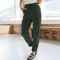 thumbnail image 2 of Women's Corduroy Casual Pants High Waist Elastic Drawstring Straight Leg Loose Comfortable Trousers for Everyday Wear, 2 of 2