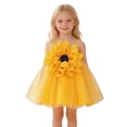 thumbnail image 4 of Rhuody Robe pour Fille Sans Manches Robe de Fête d'Anniversaire Robe Fleurie Col Rond Robe de Fête Dansante Tenue Mode 6-9 Mois Jaune, 4 of 8
