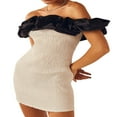 thumbnail image 3 of Robe de Soirée Décontractée avec Manches Bouffantes pour Femmes Élégantes en Couleurs Contrastées, 3 of 9