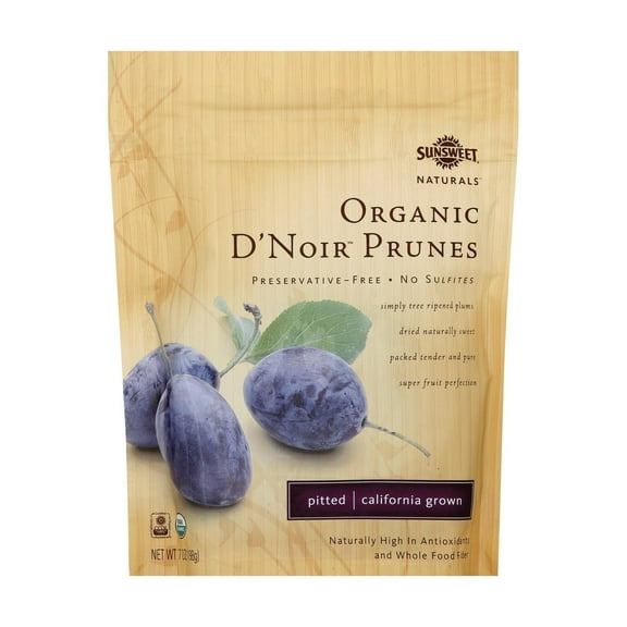 Sunsweet Naturals Organic D'Noir Prunes - Case of 12 - 7 oz.