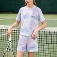 thumbnail image 4 of Amidoa Girls Summer Outfit Sets 2 Piece T-Shirt Short Sleeve and Shorts Set Kids Clothing Sets Purple Size 8, 4 of 9