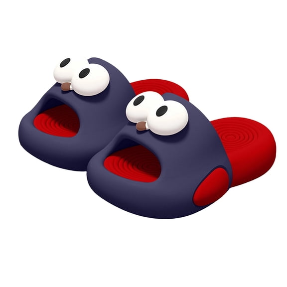 Kids Cartoon Print Slippers Soft Sole Indoor Outdoor Slides Summer Sandals for Girls Boys Blue A