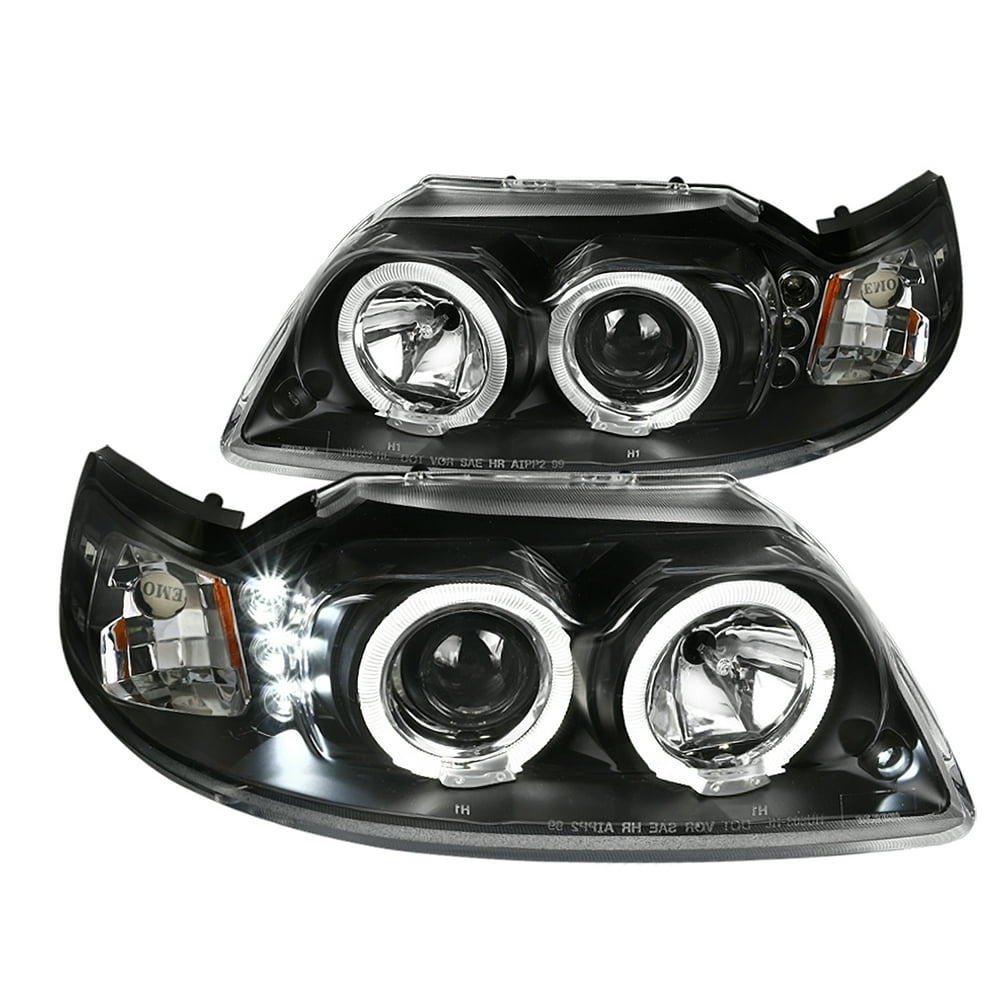 SpecD Tuning Led Projector Headlights Black for 19992004 Ford Mustang