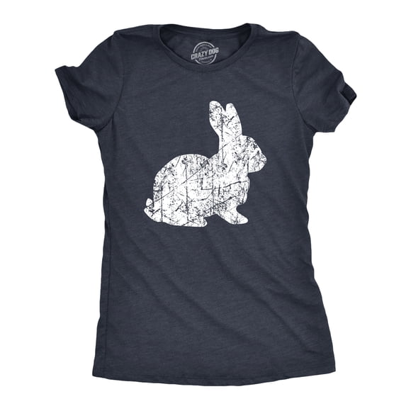 Womens Big Bunny T Shirt Funny Cute Easter Sunday Rabbit Tee for Ladies (Heather Navy) - XXL