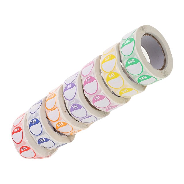 YQHWQ 7 rolls of week labels, day of the week labels, self-adhesive labels, day of the week labels, stickers 7 rolls of week labels, day of the week labels, stickers, day of the week la