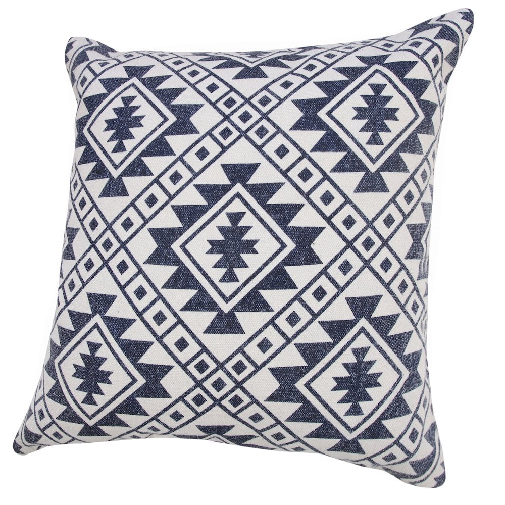 LR Home Gemma Southwestern Geometric Cotton Throw Pillows, Navy Blue, 20" x 20", Set of 2
