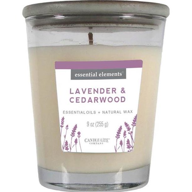 Candle Lite 251064 9 oz Lavender & Cedarwood Jar Candle with Gray Wood