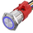 thumbnail image 2 of APIELE 19mm Momentary Push Button Switch On Off Stainless Steel with 12V LED Angel Eye Head for 19mm 3/4 Mounting Hole with Wire Socket Plug Self-Reset (Blue), 2 of 5