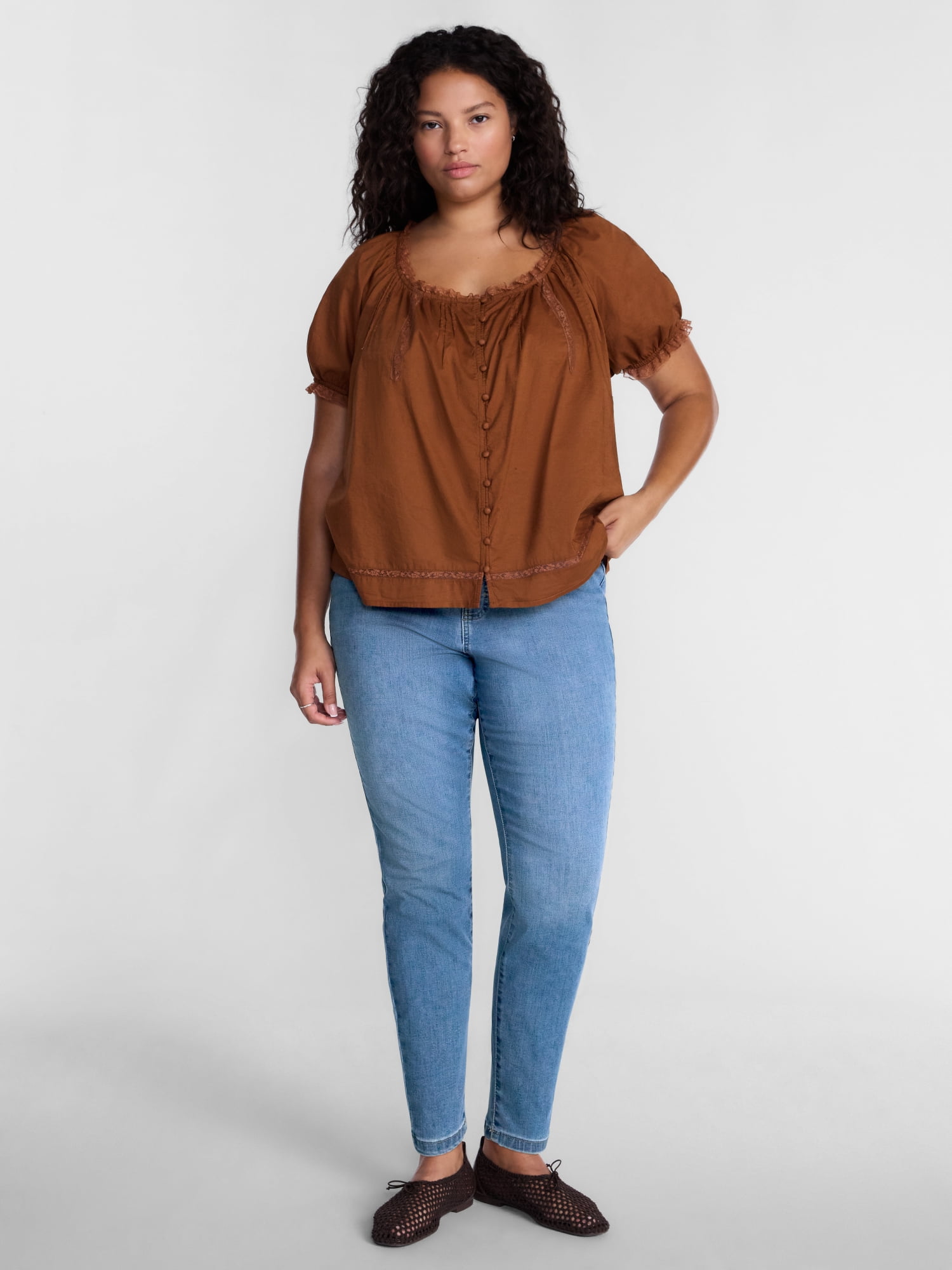 Terra & Sky Women's Plus Signature Mid Rise Pull On Skinny Jeggings, Sizes 0X-5X