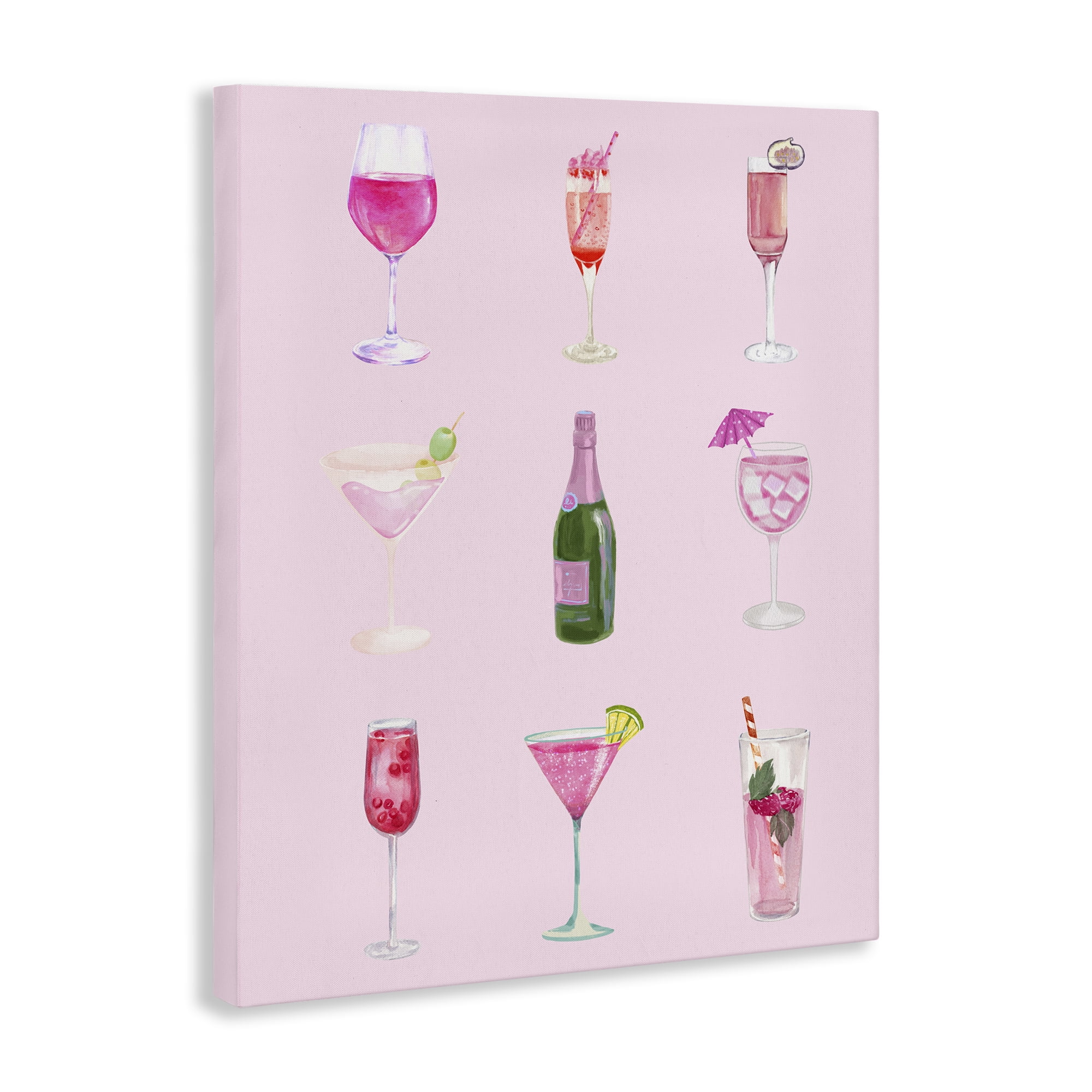 Stupell Industries Various Pink Drinks Food & Beverage Painting Wrapped Canvas Art Print Wall Art, 16 x 20