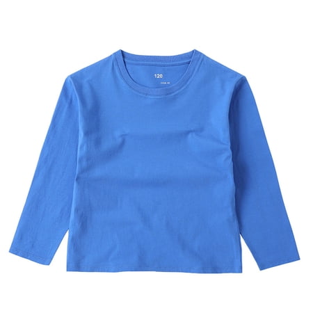 CYRBOKO Toddler Girl s Pullover Sweatshirts Cotton Pullover Autumn Crew Neck Long Sleeve Tops Blue Size 3-4 T