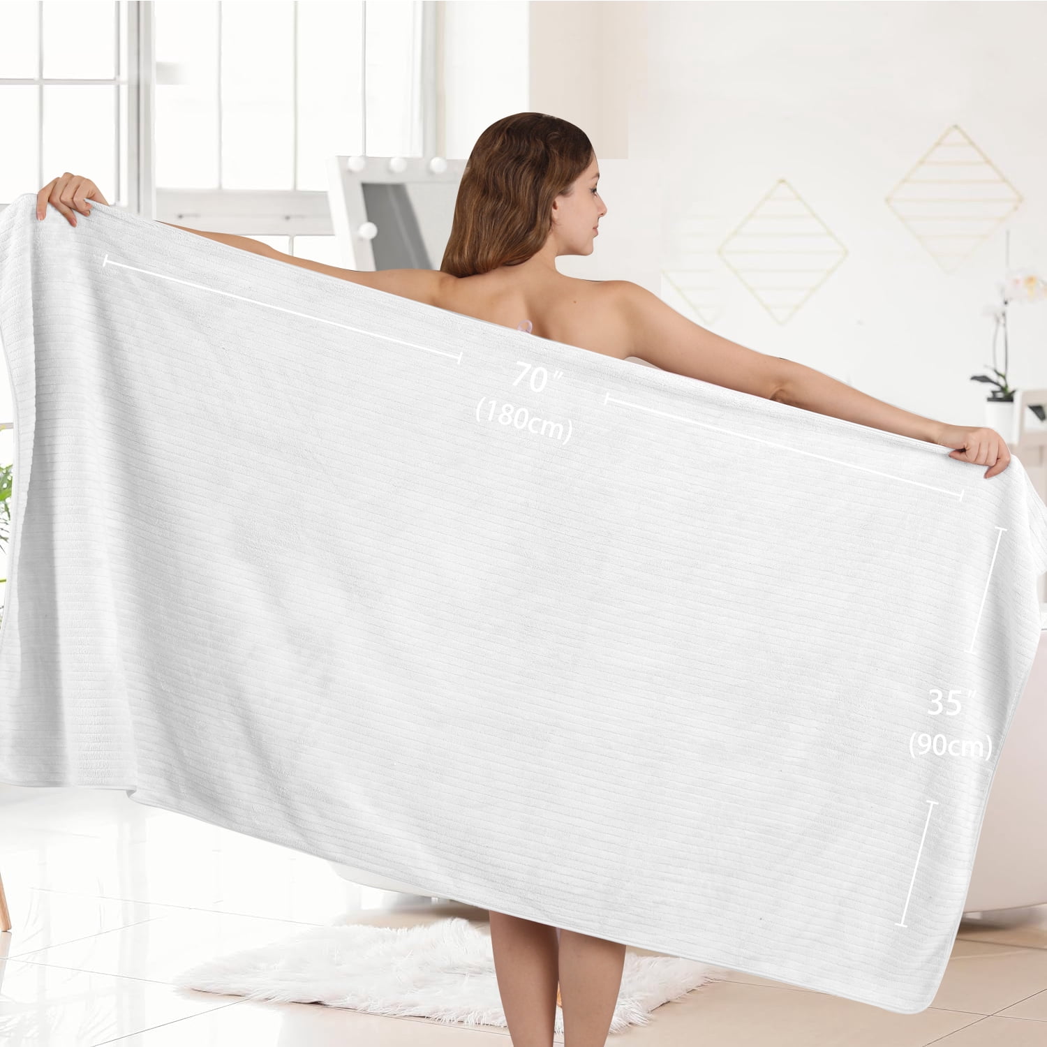 Covina Home 4 Pack White Bath Towel Set Microfiber Bathroom Towel Set Ultra Soft Plush Oversized Towels Adult Luxury Bath Sheet