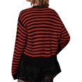 thumbnail image 2 of SWSMCLT Women's Long Sleeve Cardigan Sweater Oversized Button Coat Halloween Stripe Lightweight Winter V Neck Knit Orange X-Large, 2 of 5