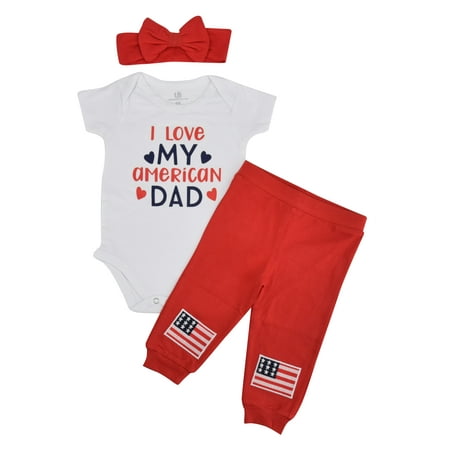 Unique Baby Girls I Love My American Dad 1st Father's Day Layette Set (18 Months,