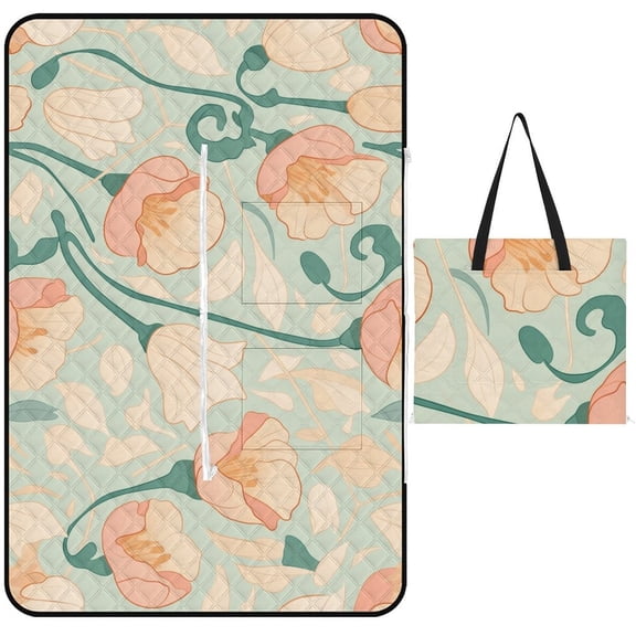Colorful Floral Bohemia Waterproof Picnic Blanket with Foldable Zipper, Suitable for Outdoor Use, Suitable for Travel, Camping, Beaches, Parks, Grasslands, Picnic Blanket Accessories