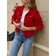 thumbnail image 5 of Wangsaura Chaqueta vaquera para mujer, chaqueta vaquera informal de manga larga con bolsillo,Red,L, 5 of 7
