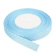 thumbnail image 1 of Cintas Grosgrain Uxcell de 25 yardas de 5/8" azul claro con puntos blancos para moño, 1 of 5
