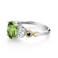 thumbnail image 3 of Gem Stone King 925 Silver and 10K Yellow Gold 3-Stone Ring Oval Green Peridot and Moissanite (2.61 Cttw, Size 5), 3 of 3