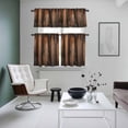 thumbnail image 4 of Retro Farmhouse Kitchen Curtains Sets for Windows 36 Inch Length, Brown Wooden Grain Cabin Country Plank Rod Pocket Window Treatments Tier Curtains and Valances Set for Bedroom/Bathroom, 4 of 8