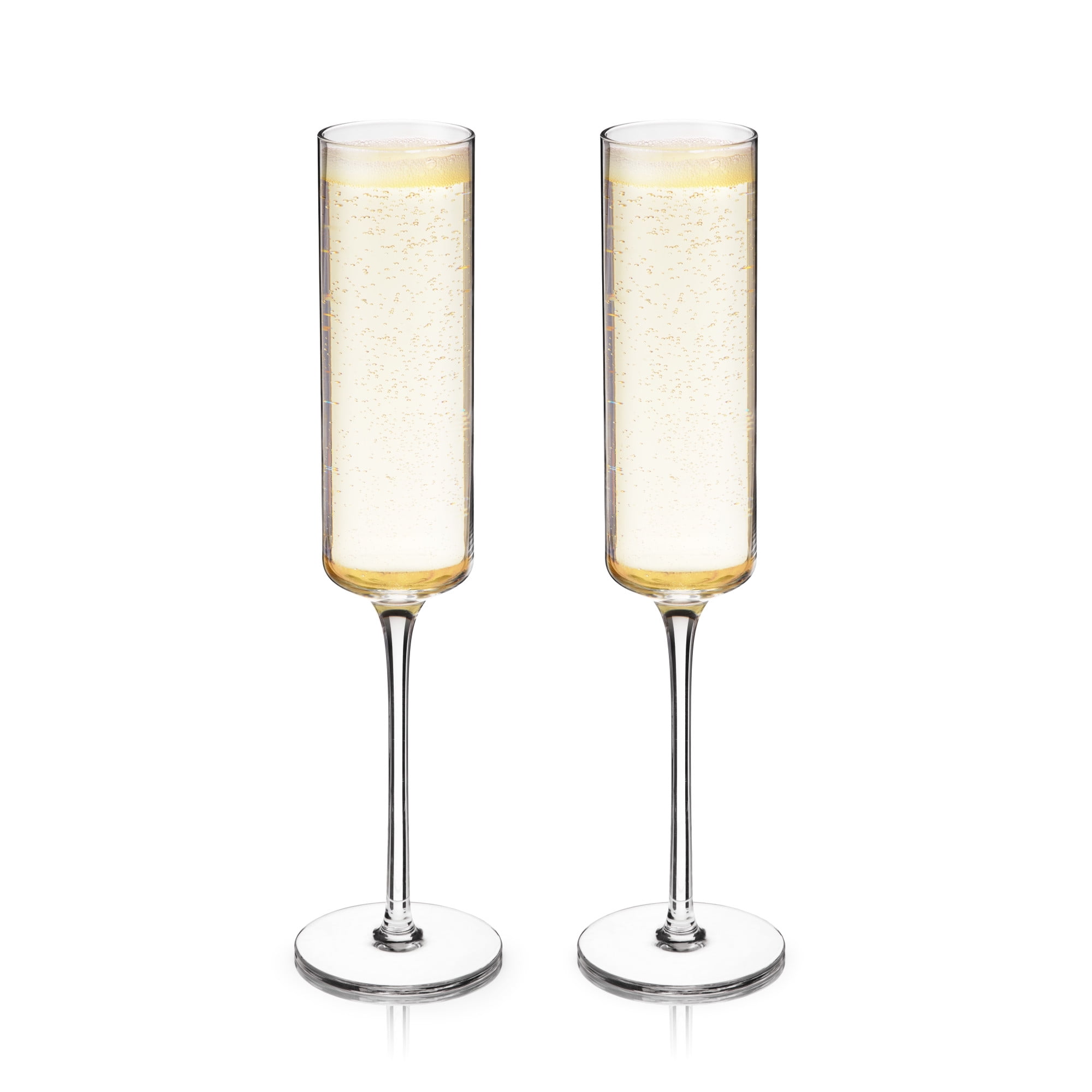 Viski Laurel Champagne Flutes, Crystal Stemmed Wine Glasses Tumblers