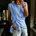 thumbnail image 3 of cocolona Summer Linen Irregular Tank Tops for Women Sleeveless Crew Neck Shirts Trendy Casual Solid Color Blouses, 3 of 6