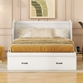 thumbnail image 2 of Full Size Murphy Wall Bed with USB Port and a Large Drawer, Solid Wood Chest Cube Cabinet Bed Frame can be Folded a into Cabinet, Modern Storage Bed for Bedroom Guest Room, White, 2 of 7