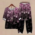 thumbnail image 2 of Hvyesh Women's Linen Sets Clearance Cute Floral Pirnt Half Sleeve Shirts Loose Long Pants 2 Piece Outfits Plus Size Tops with High Waist Pants Loungewear,Linen Sets for Women Outfit, 2 of 6