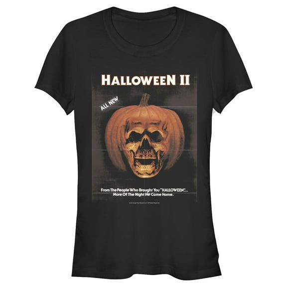Junior's Halloween II Skeleton Movie Vintage Poster Graphic Tee Black Large