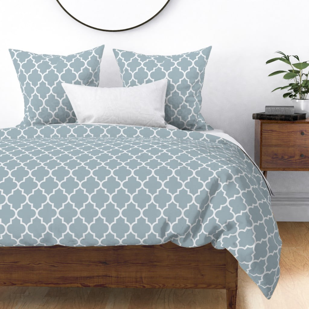 Lattice Traditional Geometric Quatrefoil Ogee Sateen Duvet Cover