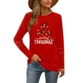 thumbnail image 4 of Christmas Tree Shirt Women Christmas Embroidered Trees Long Sleeve Shirts Gift Xmas Graphic Tee Tops, 4 of 7